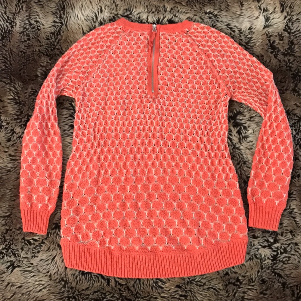 Anthropologie Moth Dot Dot Orange Honeycomb Sweater Small - Picture 2 of 6